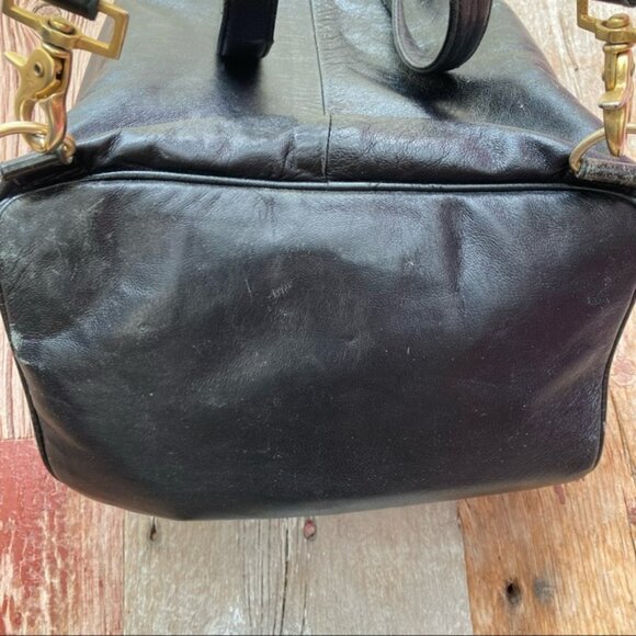 Silver Blue Leather Bucket Bag Backpack - Picture 7 of 11